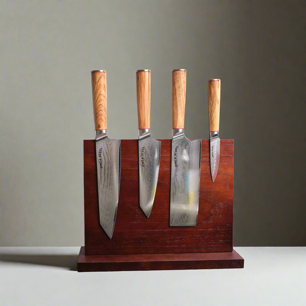 Ginza Steel KC Series MIA FIVE – 5-teiliges essentielles Messerset mit magnetischem Holzblock