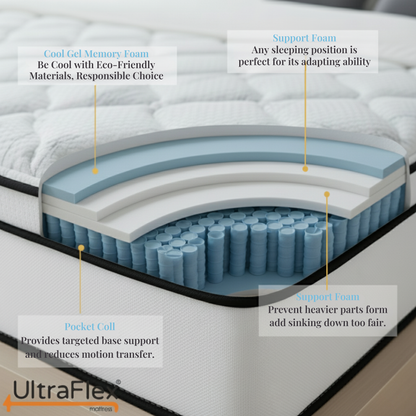 UltraFlex® Opulence Mittelharte Orthopädische Hybridmatratze – Hergestellt in Kanada mit Fortschrittlichem Kühlgel und Taschenfedersystem für Ungestörten Schlaf und Rand-zu-Rand-Unterstützung