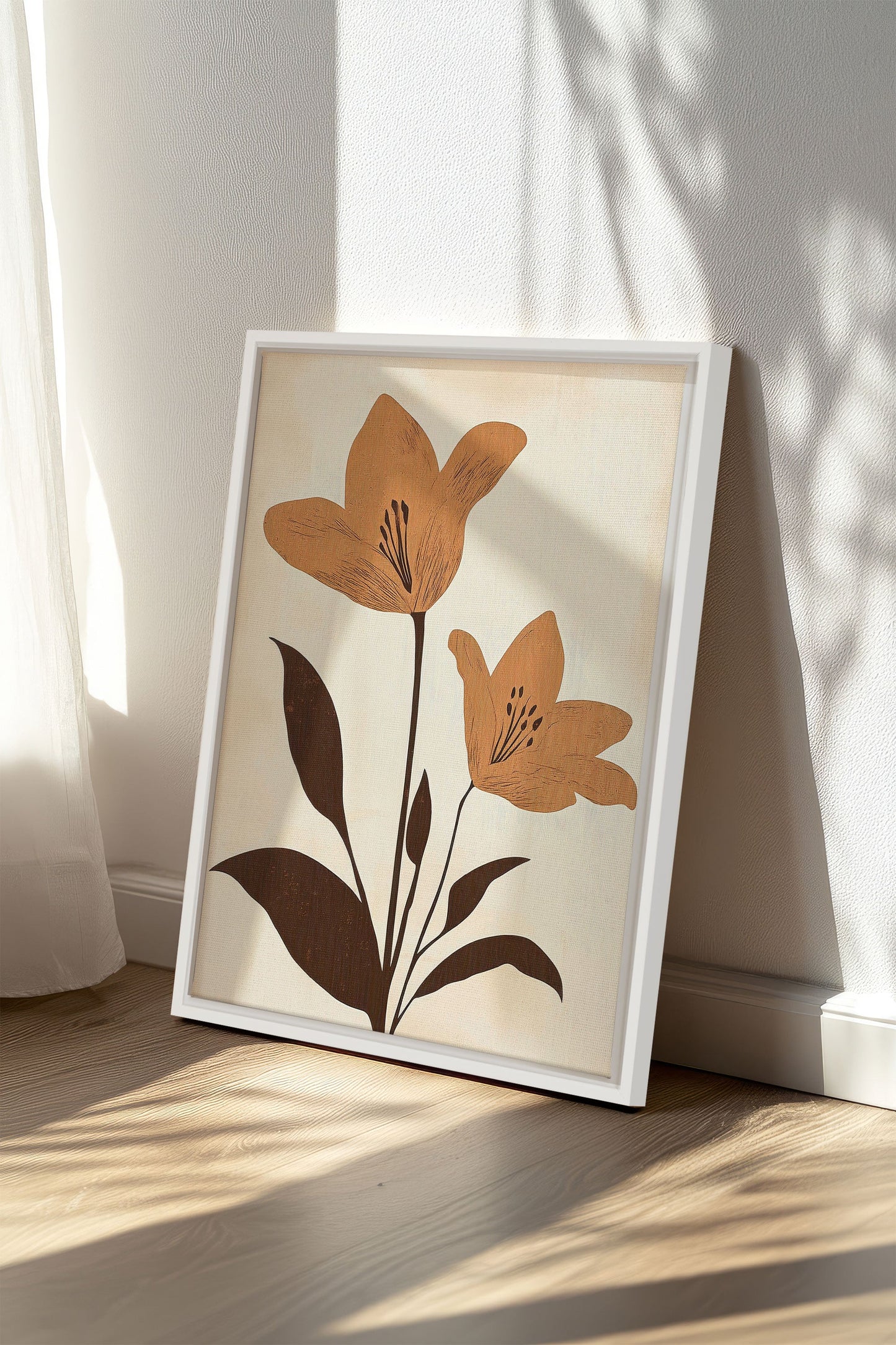 SEPIA FLOWERS, Mischtechnik auf gespannter Leinwand