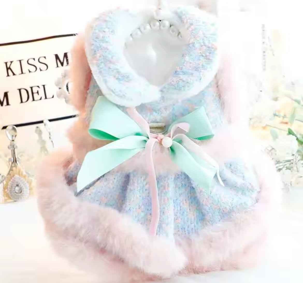 Tina Dog Dress | Fur Trim Dog Dress