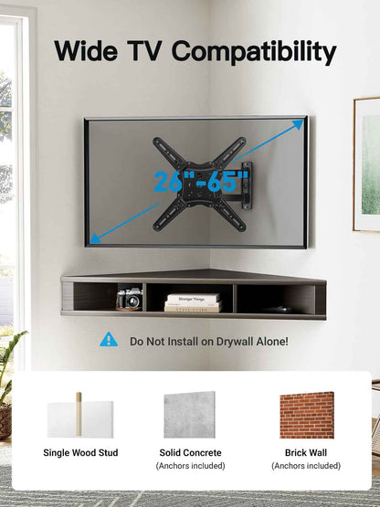 Pipishell Full Motion TV Wall Mount for 26-65 Inch Flat Curved Screen TVs, Max VESA 400x400mm up to 77 lbs, Swivel TV Mount Wall Bracket with Articulating Arms, Tilt, Extension, PIMF7 🍁 All In One Marketplace Canada