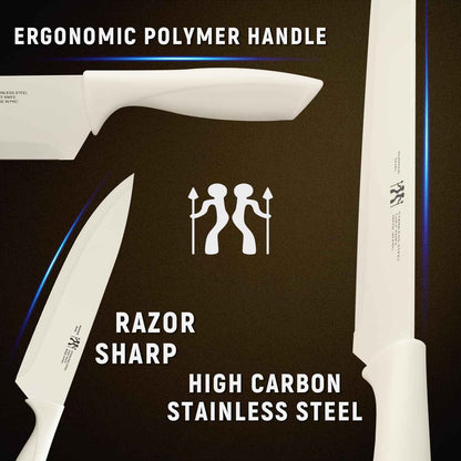 HUNTER.DUAL Knife Set, Dishwasher Safe Kitchen Knife Set with Block, 15 Pcs Cream Kitchen Knife Sets with Block Self Sharpening, 6 Steak Knives (Cream) 🍁 All In One Marketplace Canada
