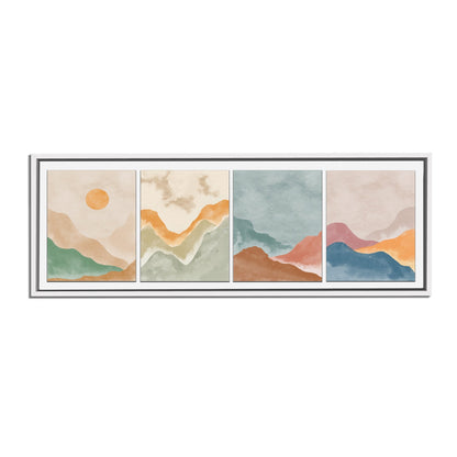 Wandkunst 4-Szenen-Landschaft auf Leinwand - Abstrakt minimalistische Kunst - Große Wanddekoration - RGB Lack