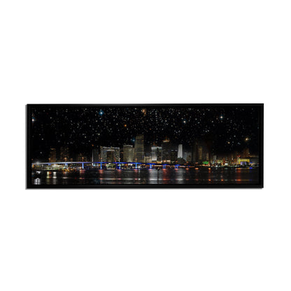 Miami bei Nacht - Stadtpanorama - Leinwand Wanddekoration - RGB-Lackierung