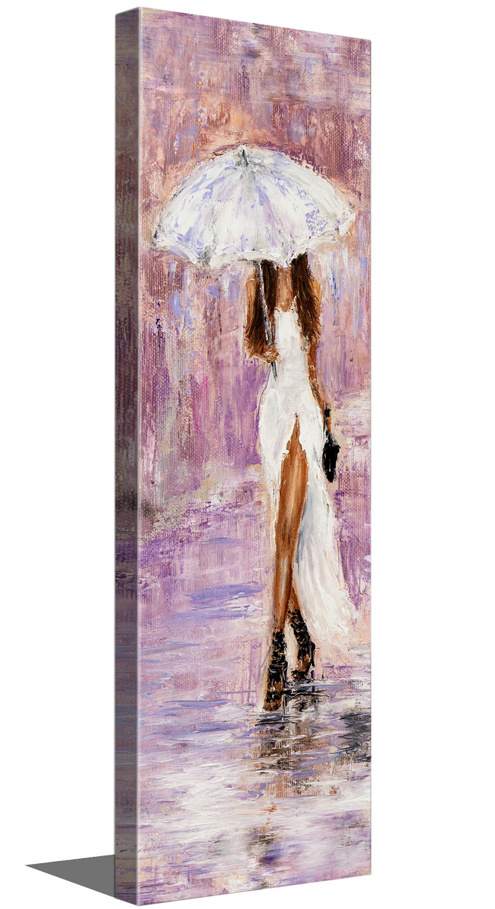 Leinwandbild-Dame mit Regenschirm in Rosa