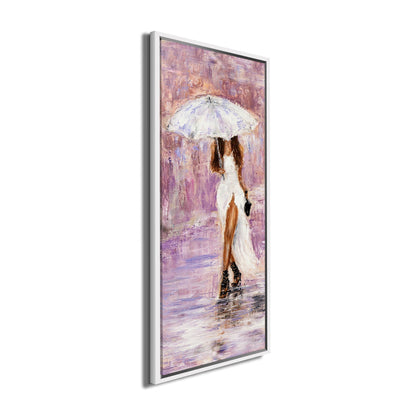Leinwandbild-Dame mit Regenschirm in Rosa