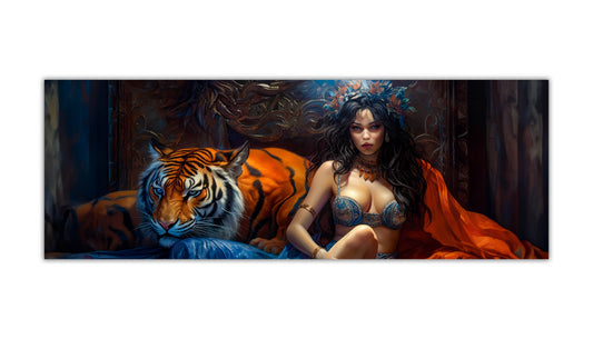 Wandkunst-Tigerbändiger-Leinwand auf Keilrahmen