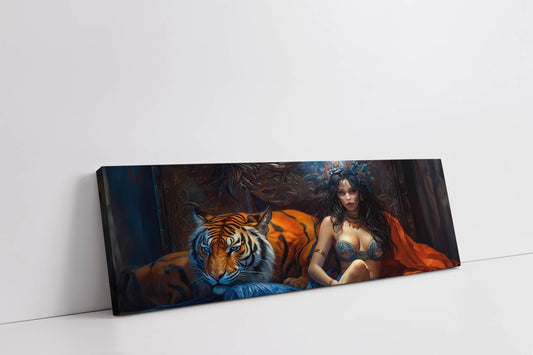 Wandkunst-Tigerbändiger-Leinwand auf Keilrahmen