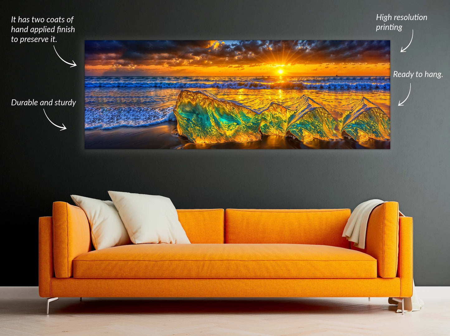 HDR Strandfelsen-Wandkunst-Skyline-Leinwanddruck