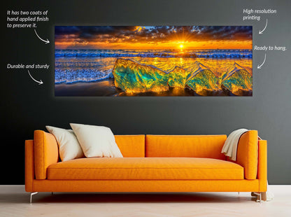 HDR Strandfelsen-Wandkunst-Skyline-Leinwanddruck