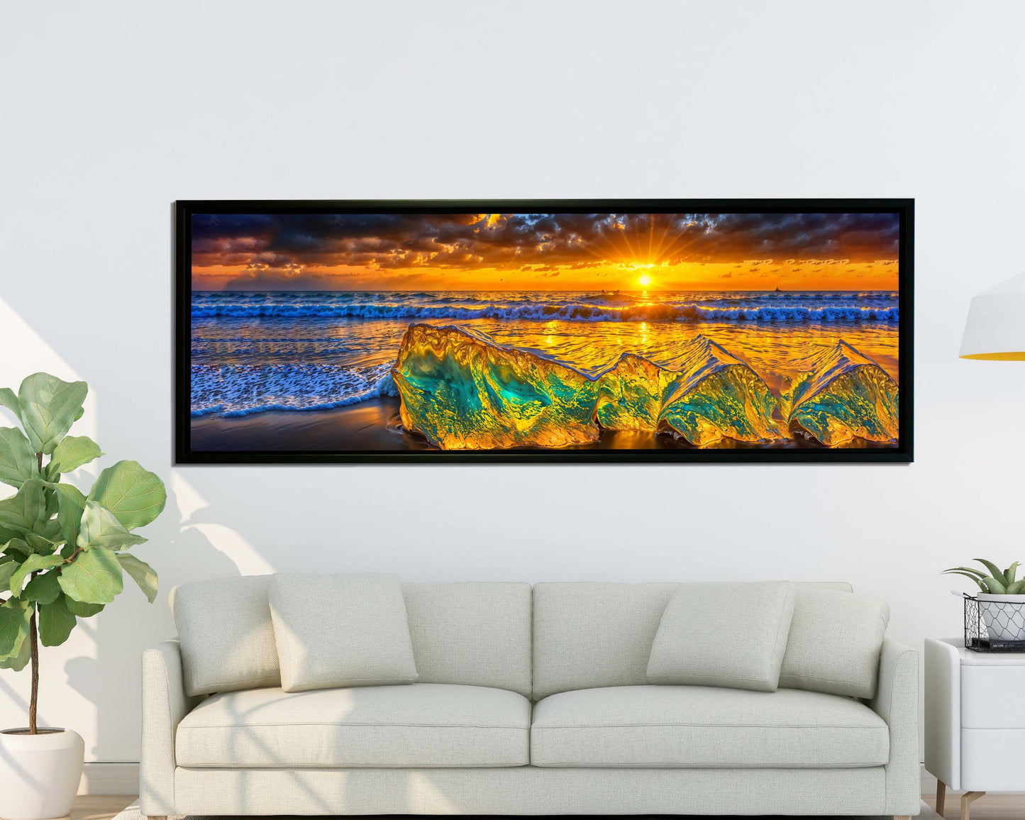HDR Strandfelsen-Wandkunst-Skyline-Leinwanddruck