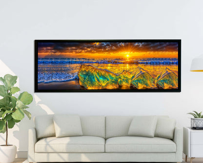 HDR Strandfelsen-Wandkunst-Skyline-Leinwanddruck