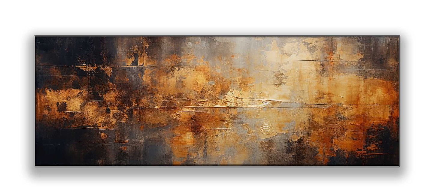Wandbild Abstrakt Leinwand Gold in Sepiatönen 183 x 61 cm
