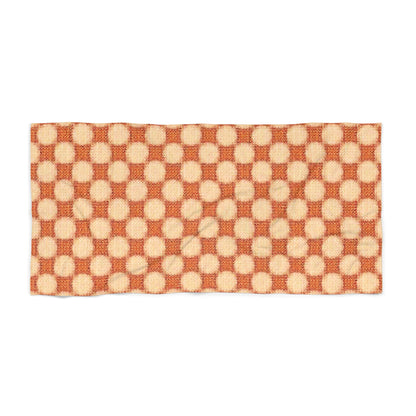Retro Checkerboard Beach Towel – Orange Vintage Geometric Pattern