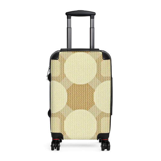 Retro Beige Circle Pattern Suitcase – Vintage Geometric Carry-On Luggage