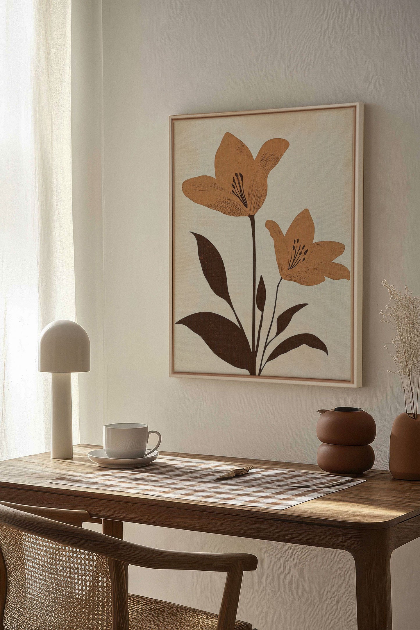 SEPIA FLOWERS, Mischtechnik auf gespannter Leinwand