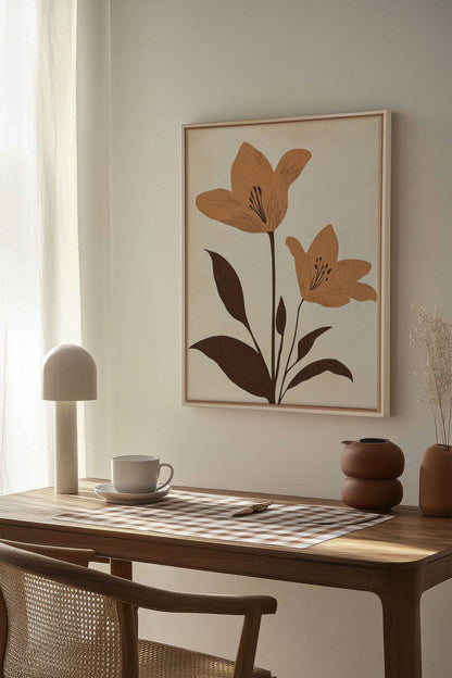 SEPIA FLOWERS, Mischtechnik auf gespannter Leinwand