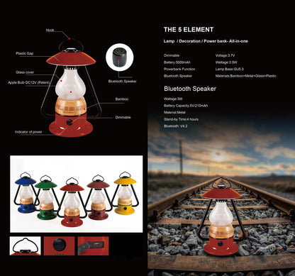 TRU De-LIGHT ROMANTICO LED All-in-One Lampe, wiederaufladbar, Bluetooth-Musiklautsprecher – FEUERROT / GELB / AQUABLAU / GRÜN / SCHWARZ