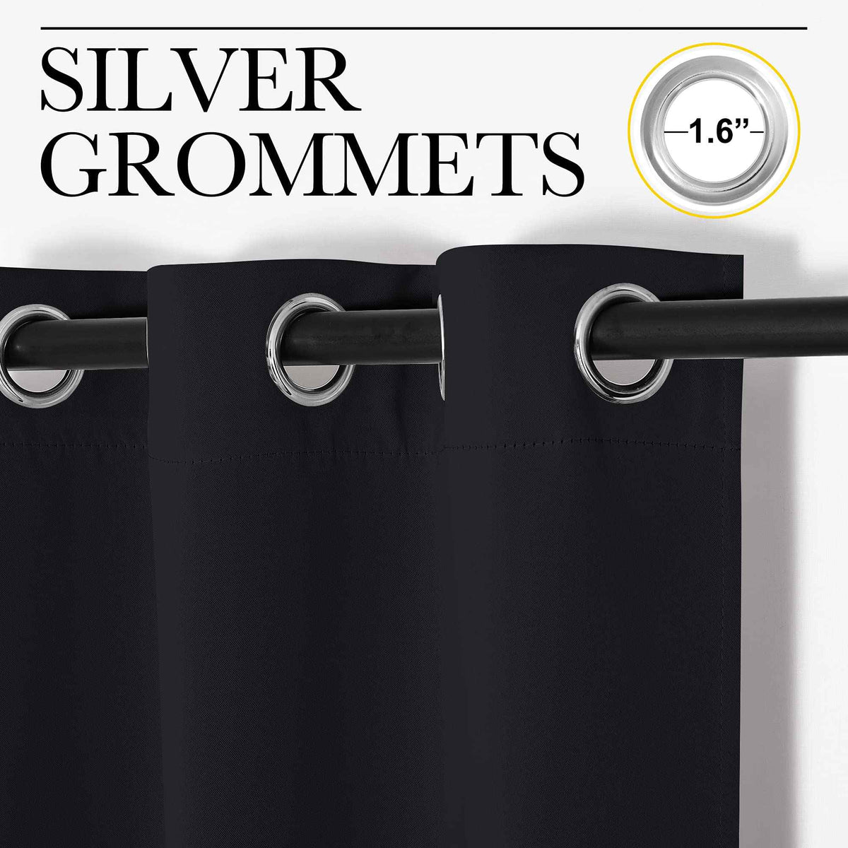 NICETOWN Blackout Curtains 2 Panels for Bedroom- Halloween Thermal Insulated Grommet Blackout Curtains 63 Inches Long for Living Room/Kitchen Rideaux occultants (2 Panels,W42 x L63 -Inch,Black) 🍁 All In One Marketplace Canada