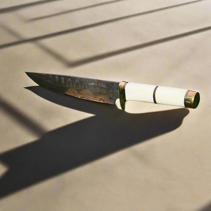 Haruto Bowie-Messer - Kamelknochengriff 7,5 Zoll mit Lederscheide