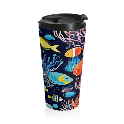 Ocean Jellyfish Travel Mug — Colorful Underwater Stainless Steel Tumbler - AURABAGS SHOP