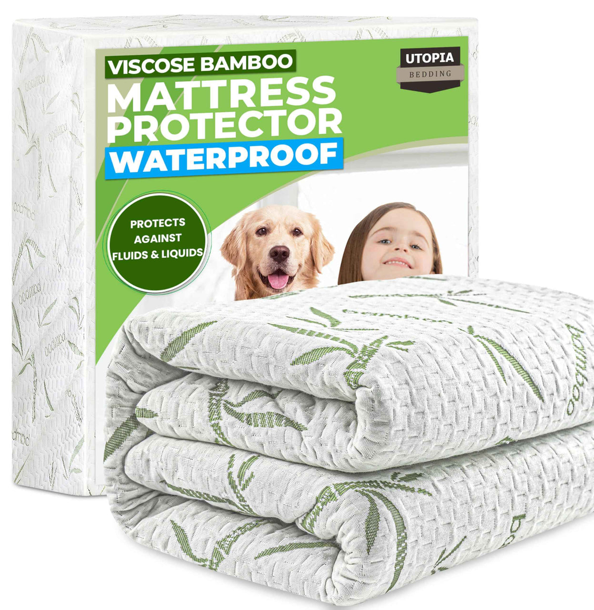 Utopia Bedding Waterproof Mattress Protector Full/Double Size, Bamboo Viscose Mattress Cover 200 GSM, Fits 15 Inches Deep, Breathable, Fitted Style with Stretchable Pockets 🍁 All In One Marketplace Canada