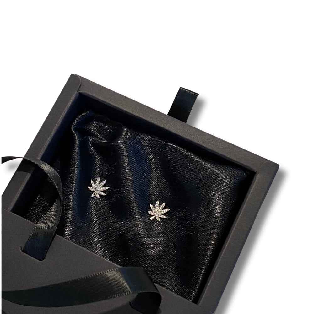 SILVER CANNABIS LEAF EARRING
