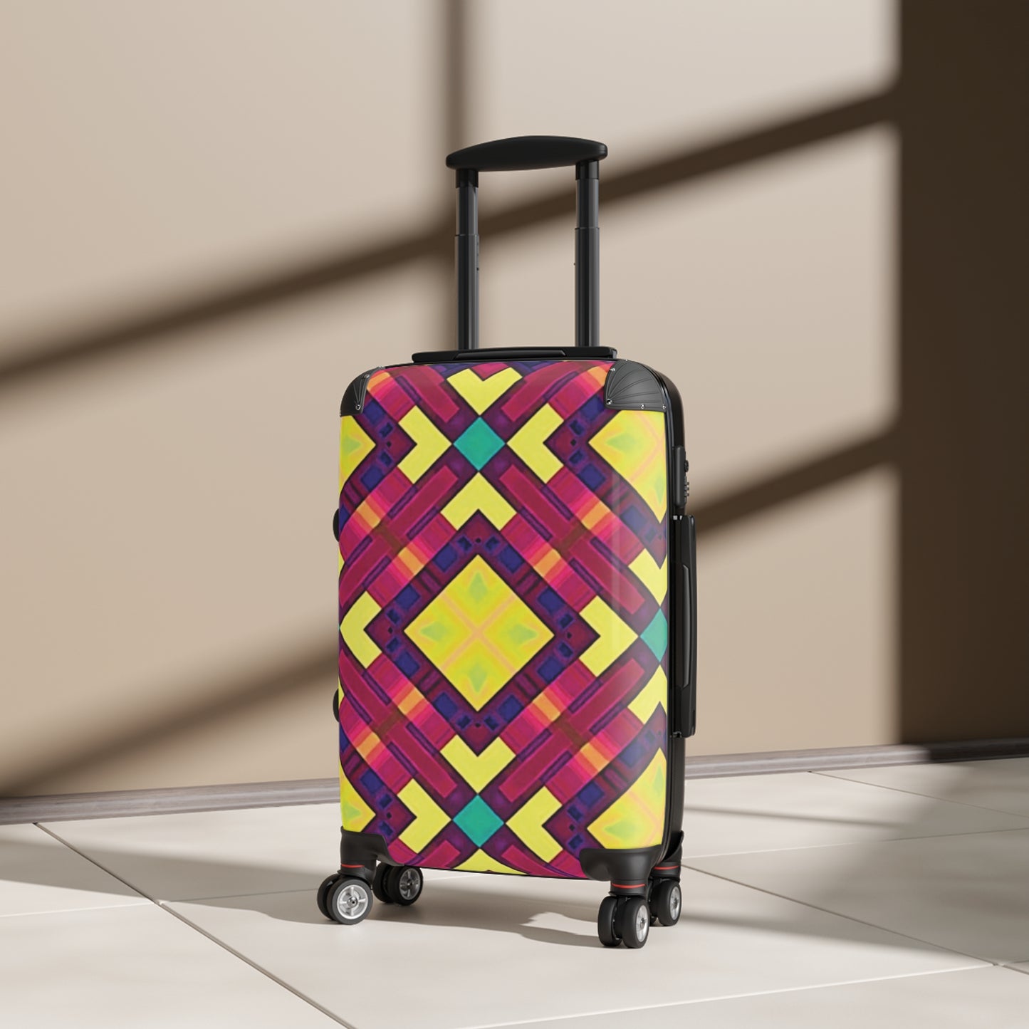 Bunter geometrischer Handgepäckkoffer — Lebendiger Kaleidoskop-Reisekoffer
