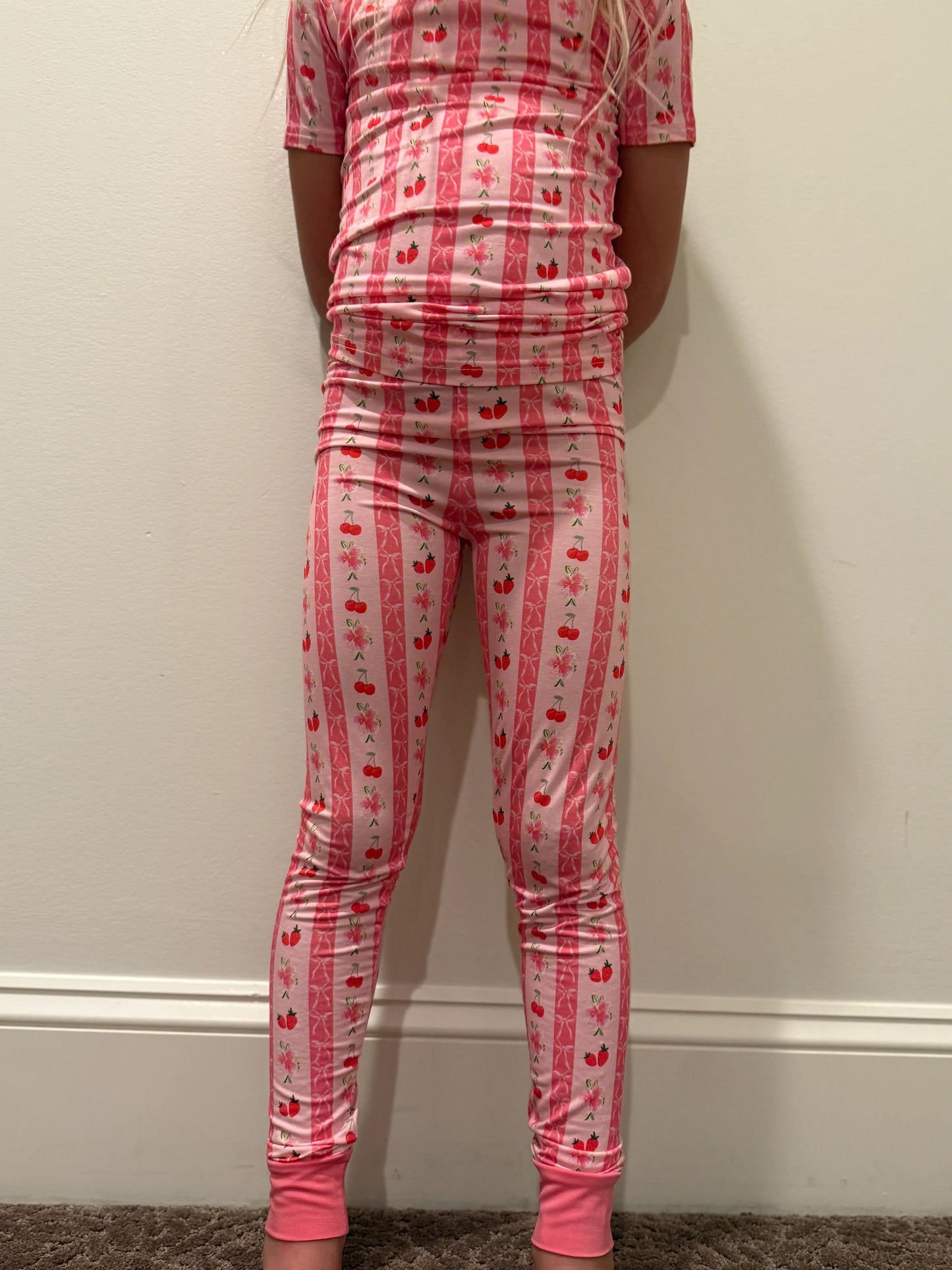 Kinder Rosa Erdbeer- & Kirschschleifen Pyjamahose