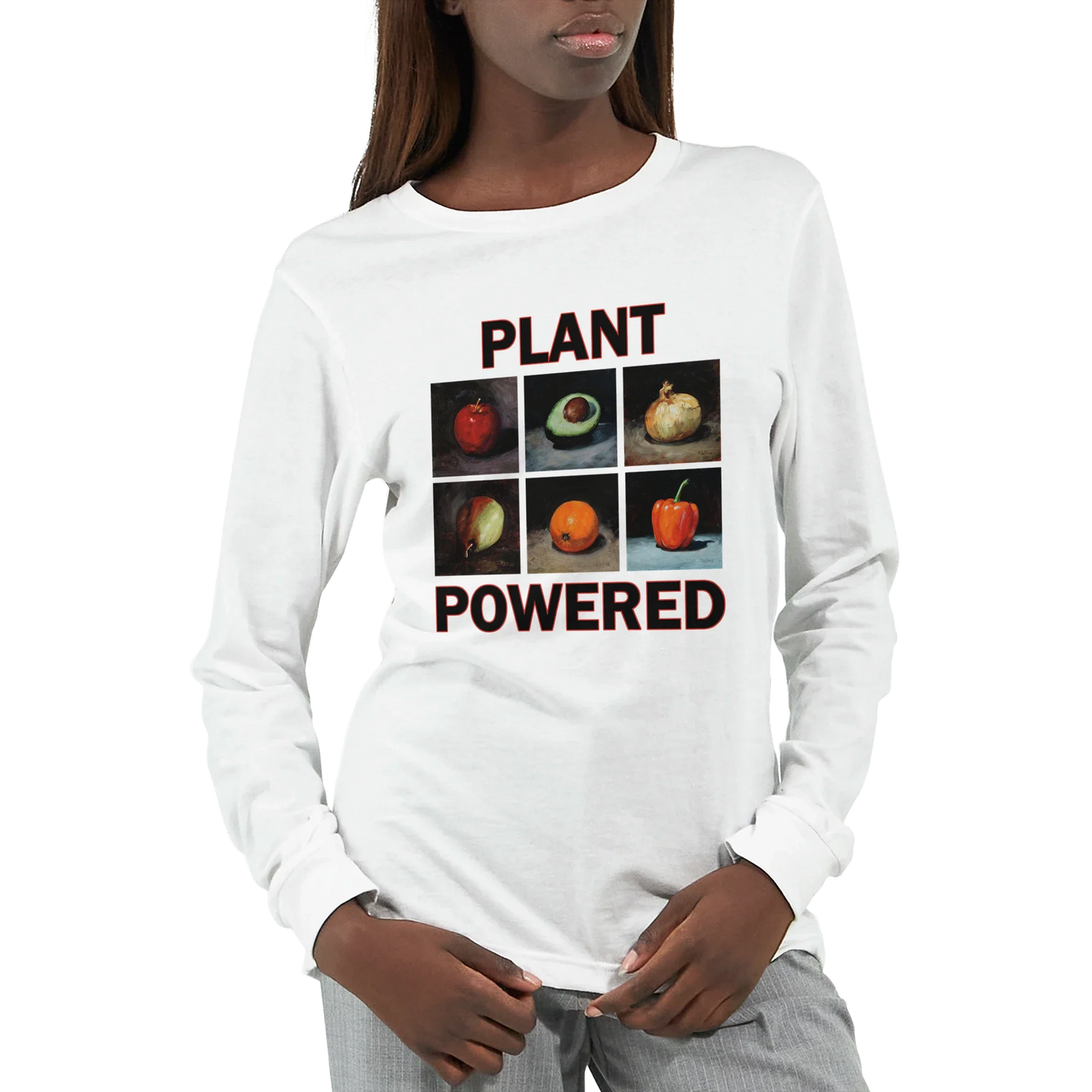 Pflanzenbasierte Langarm-T-Shirt – Bequemes Baumwoll-T-Shirt