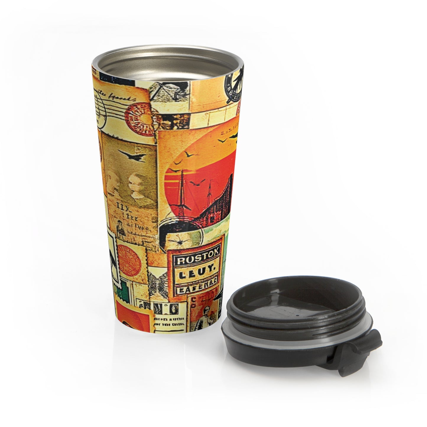 Travel Mug — Vintage Collage Stainless Steel Tumbler - AURABAGS SHOP