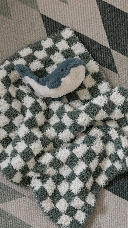 Schmusetuch mit Schleierkraut & Waldgrün Kariertem Muster