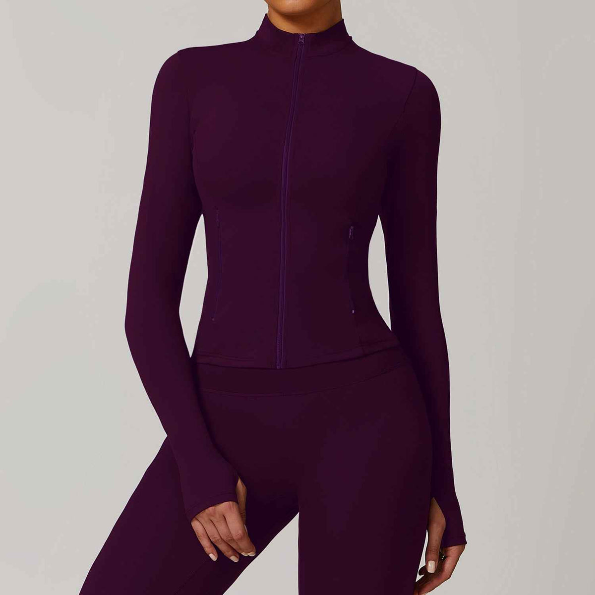 Women’s Long-Sleeve Zip-Up Yoga Jacket – Quick-Dry Sports & Workout Top