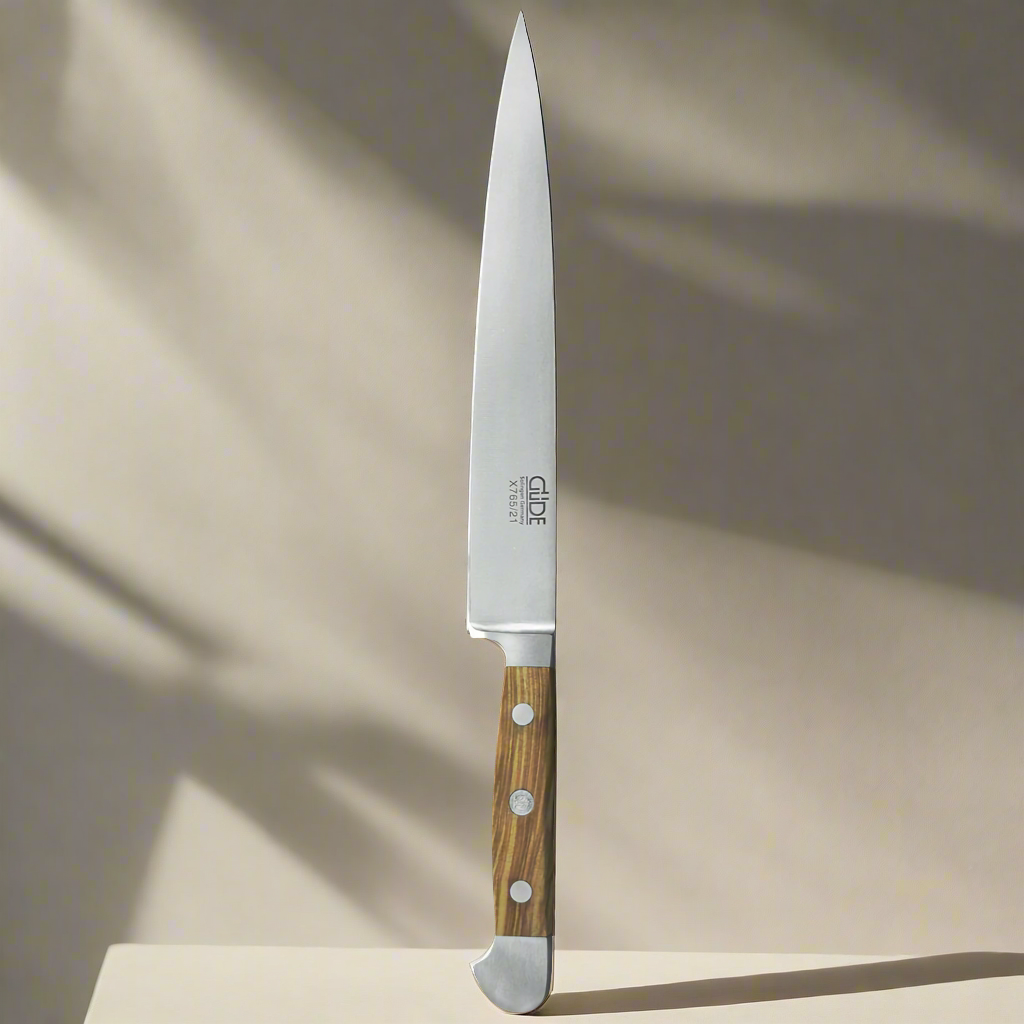 ALPHA OLIVE | Tranchiermesser / Schinkenmesser 8" | Geschmiedeter Stahl / Olivenholzgriff
