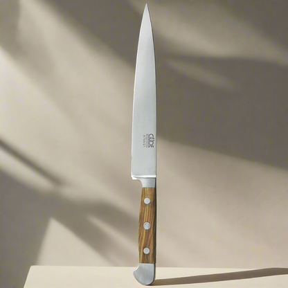 ALPHA OLIVE | Tranchiermesser / Schinkenmesser 8" | Geschmiedeter Stahl / Olivenholzgriff