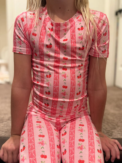 Kinder Rosa Erdbeer- & Kirschschleifen Pyjamahose