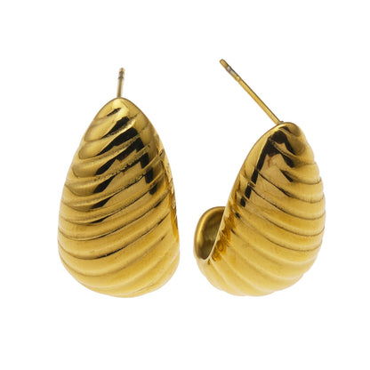ADIRANA: Teardrop Beauty - Textured Lines Stud Earrings