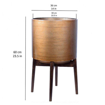 Adora – Pflanzenständer im Mid-Century-Modern-Stil mit Messing-Pflanzgefäß