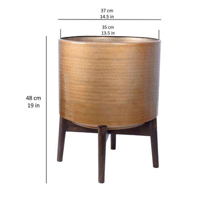 Adora – Pflanzenständer im Mid-Century-Modern-Stil mit Messing-Pflanzgefäß