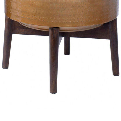 Adora – Pflanzenständer im Mid-Century-Modern-Stil mit Messing-Pflanzgefäß