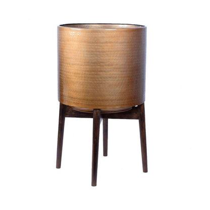 Adora – Pflanzenständer im Mid-Century-Modern-Stil mit Messing-Pflanzgefäß