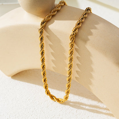 ARKELEY Gold: Chunky Rope Chain Textured Necklace