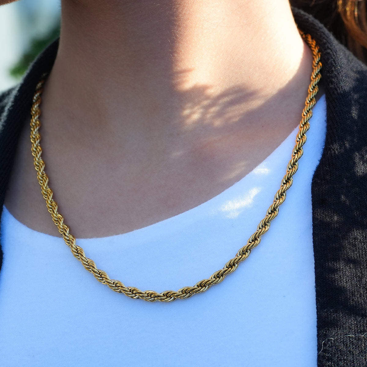 ARKELEY Gold: Chunky Rope Chain Textured Necklace