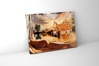 Wandbild – Antiker Goldener Tempel – Spirituelle Wanddekoration