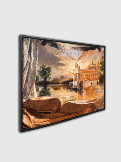 Wandbild – Antiker Goldener Tempel – Spirituelle Wanddekoration