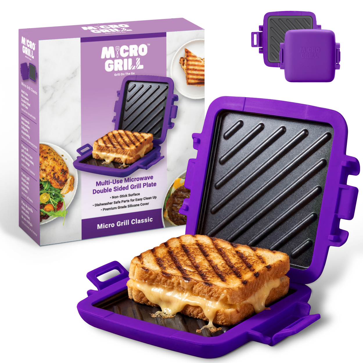 Micro Grill Classic™ Toastie Maker, Mikrowellen-Grill, Sandwich-Toaster, 3-Minuten-Grilled-Cheese, knusprig, Panini-Presse, spülmaschinenfest, Büro, Zuhause, Reisen & Studentenwohnheime