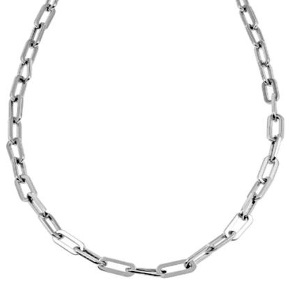 Style BECKENHAM:  Contemporary Silver Chain Link Paper Clip Necklace - 22"