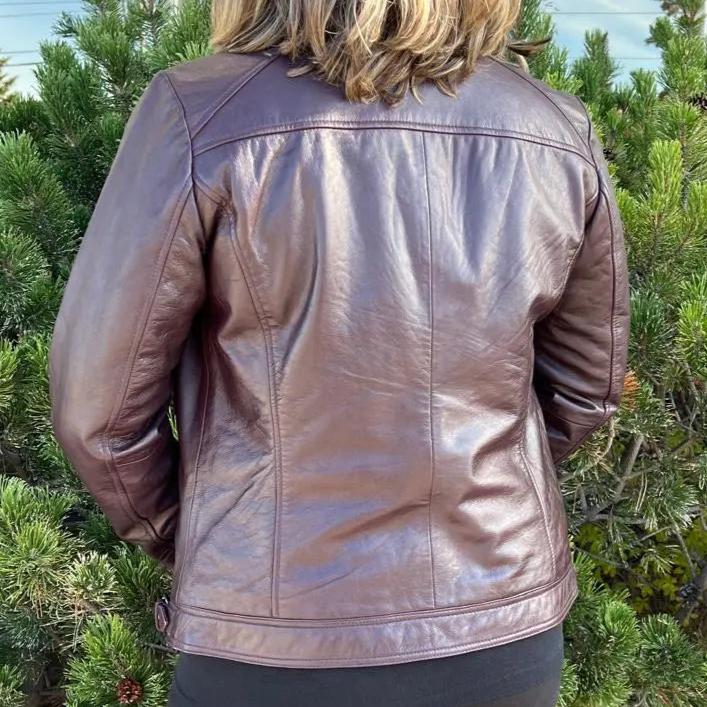 BOL Women's Leather Biker Style Jacket | Asymmetrical Outerwear
