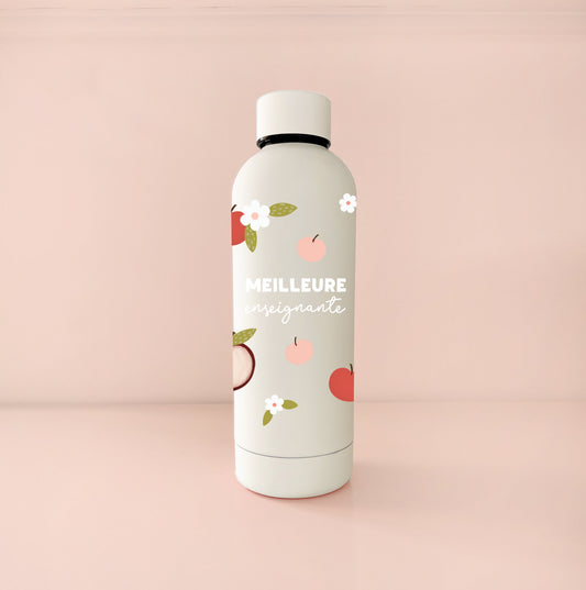 Bouteille isotherme crème - Meilleure éducatrice ou enseignante - Pommes