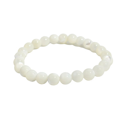 Shell White Round Bracelet - 8mm